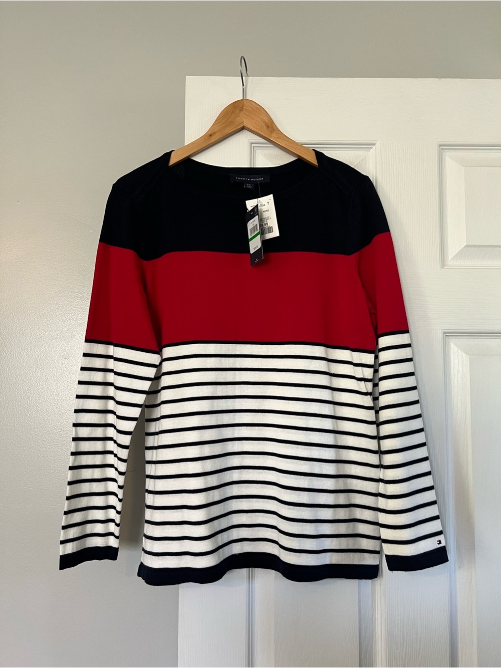 Tommy Hilfiger Navy, Red & White Striped Crew Sweater